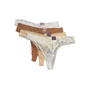 INC Ladies Plus Size XXL Lace Thongs Lot of 5 Pair NWT White Latte Brown Panties